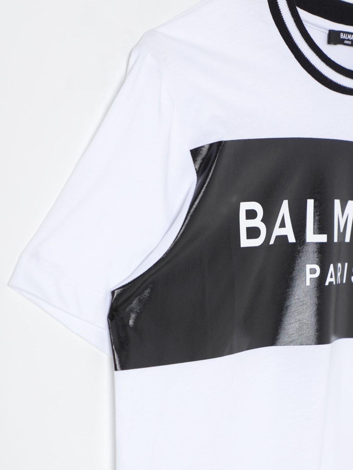 BALMAIN T-SHIRT: T-shirt con maxi logo Balmain, Bianco - Img 3