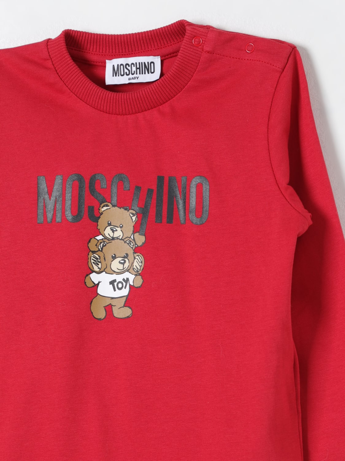 MOSCHINO MAGLIA: Maglia Teddy Moschino in cotone, Rosso - Img 3