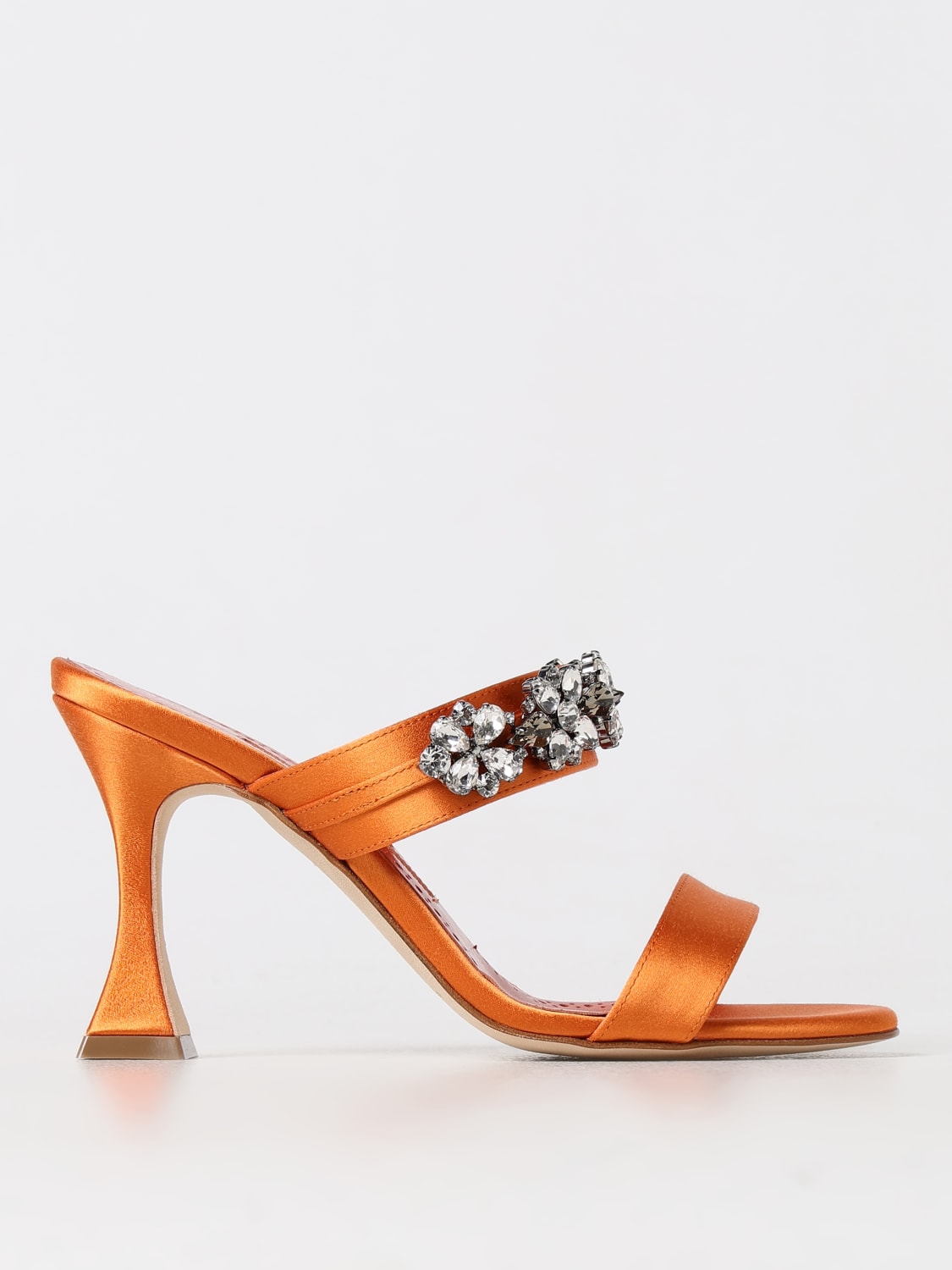 Giglio Mules Manolo Blahnik in raso con strass