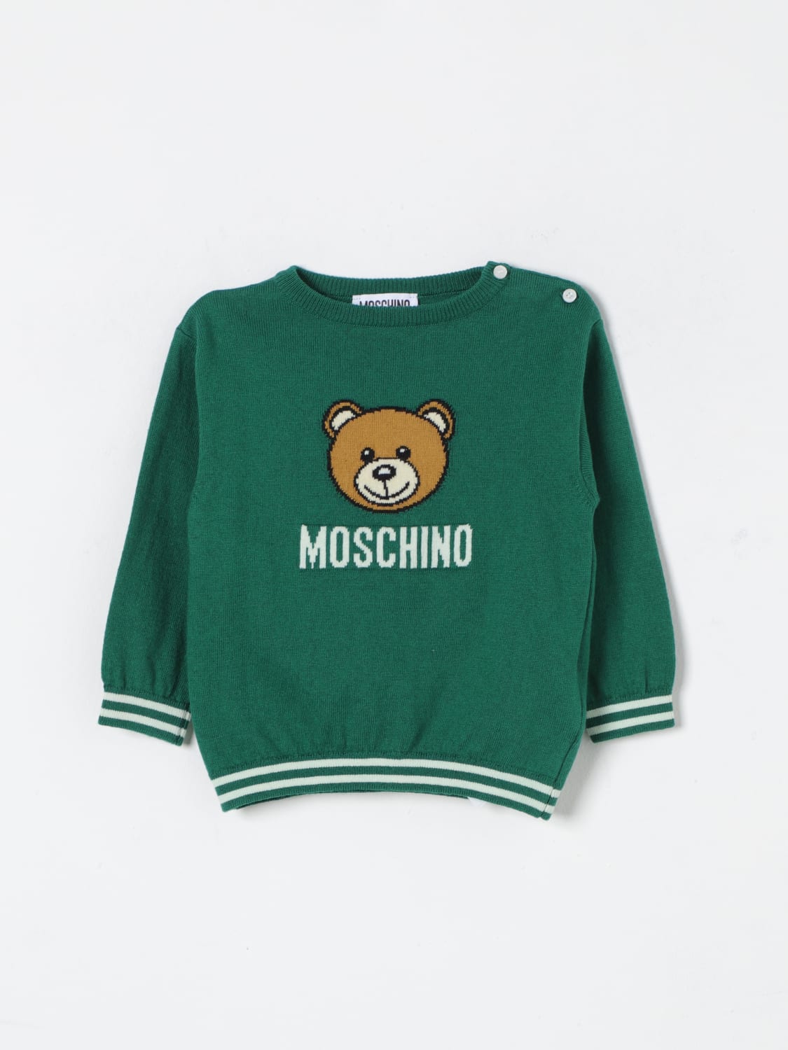 MOSCHINO MAGLIA: Maglia Teddy Moschino in cotone e lana, Verde - Img 1