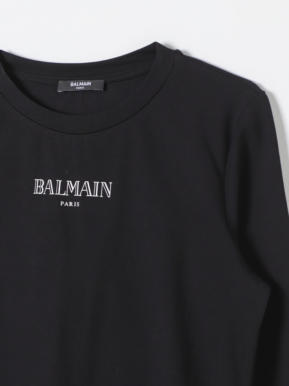 BALMAIN MAGLIA: Body con logo Balmain in cotone, Nero - Img 3