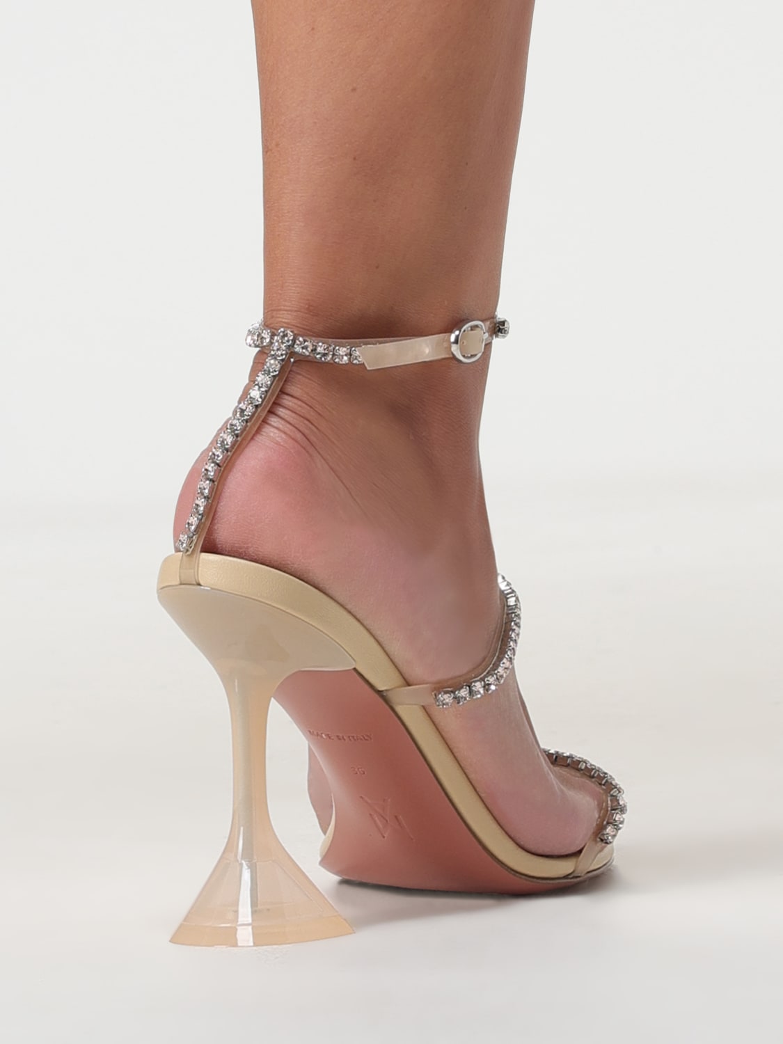 AMINA MUADDI HEELED SANDALS: Shoes woman Amina Muaddi, Beige - Img 3