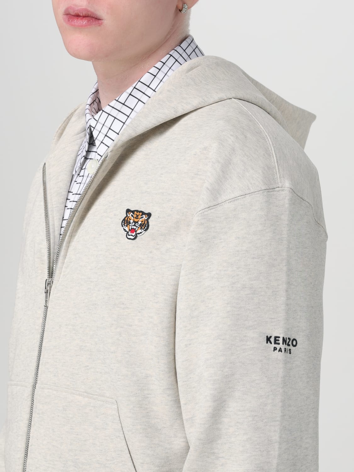 KENZO Felpa con cappuccio in cotone Grigio Felpa Kenzo FE55SW1964MF online su GIGLIO.COM