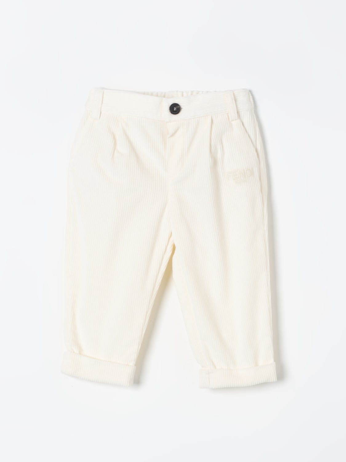 FENDI PANTALONE: Pantalone chino Fendi in cotone, Latte - Img 1