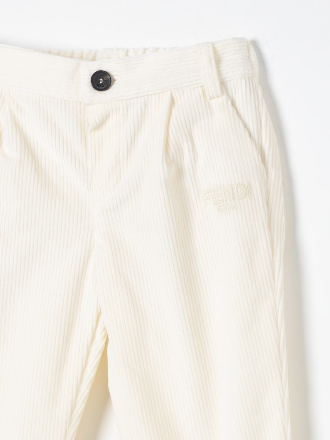 FENDI PANTALONE: Pantalone chino Fendi in cotone, Latte - Img 3