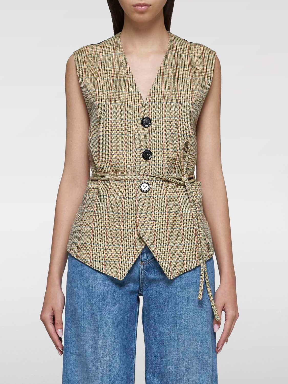 Giglio Gilet a monopetto Bottega Veneta in lana tartan