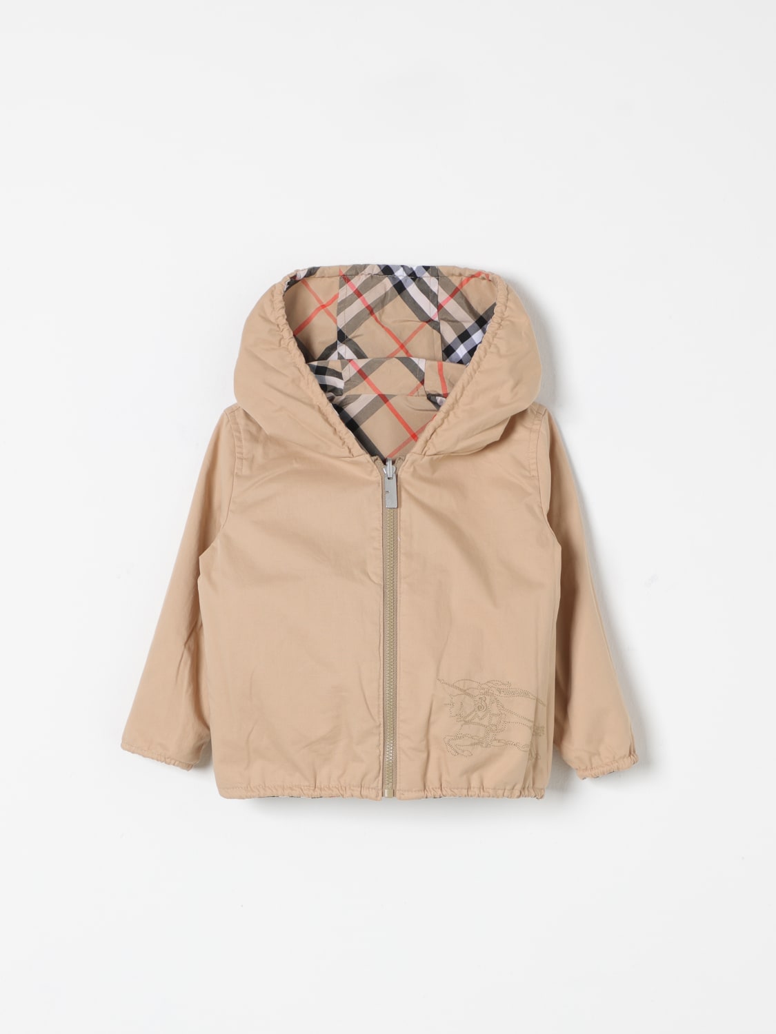 BURBERRY GIACCA: Piumino con cappuccio Burberry , Beige - Img 3