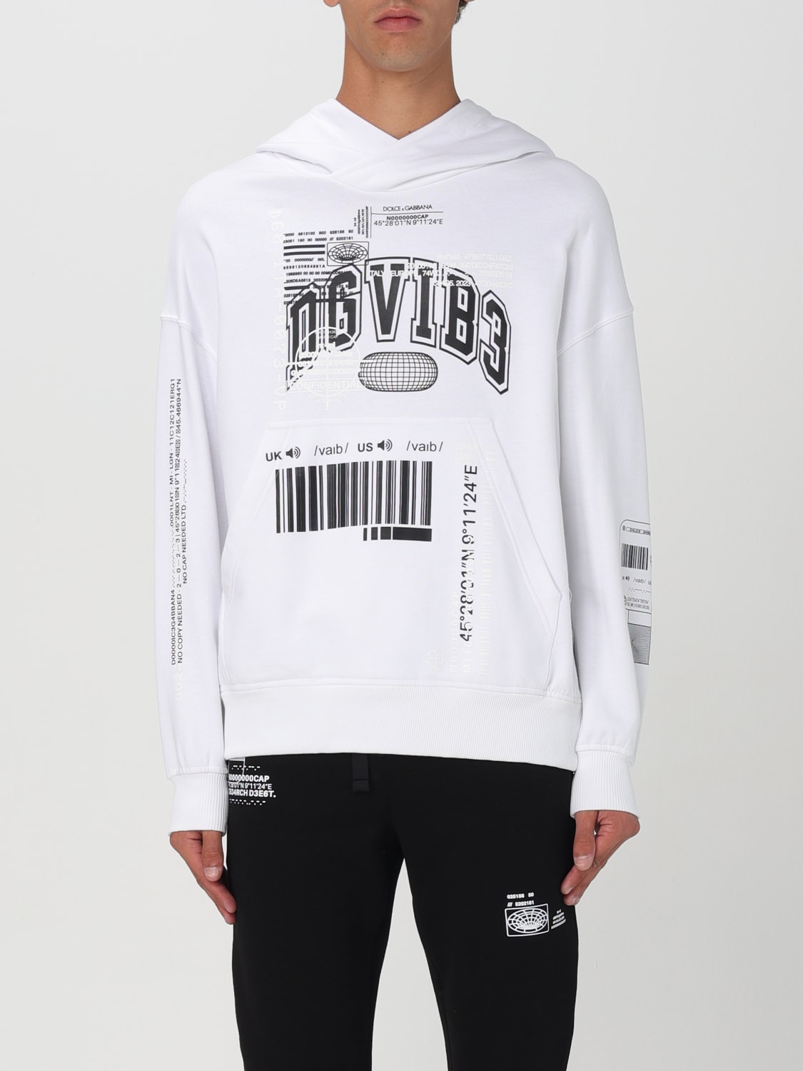 DOLCE & GABBANA SWEATSHIRT: Dolce & Gabbana DGVIB3 hoodie, White - Img 1