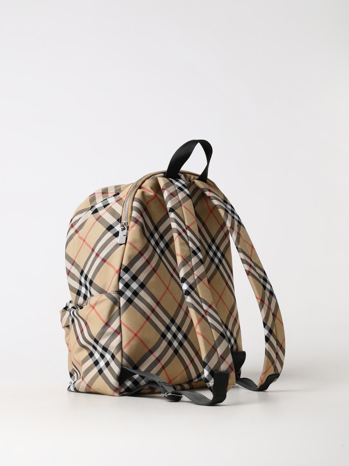 BURBERRY ZAINO: Zaino Vintage Check Burberry in nylon stampato , Beige - Img 3