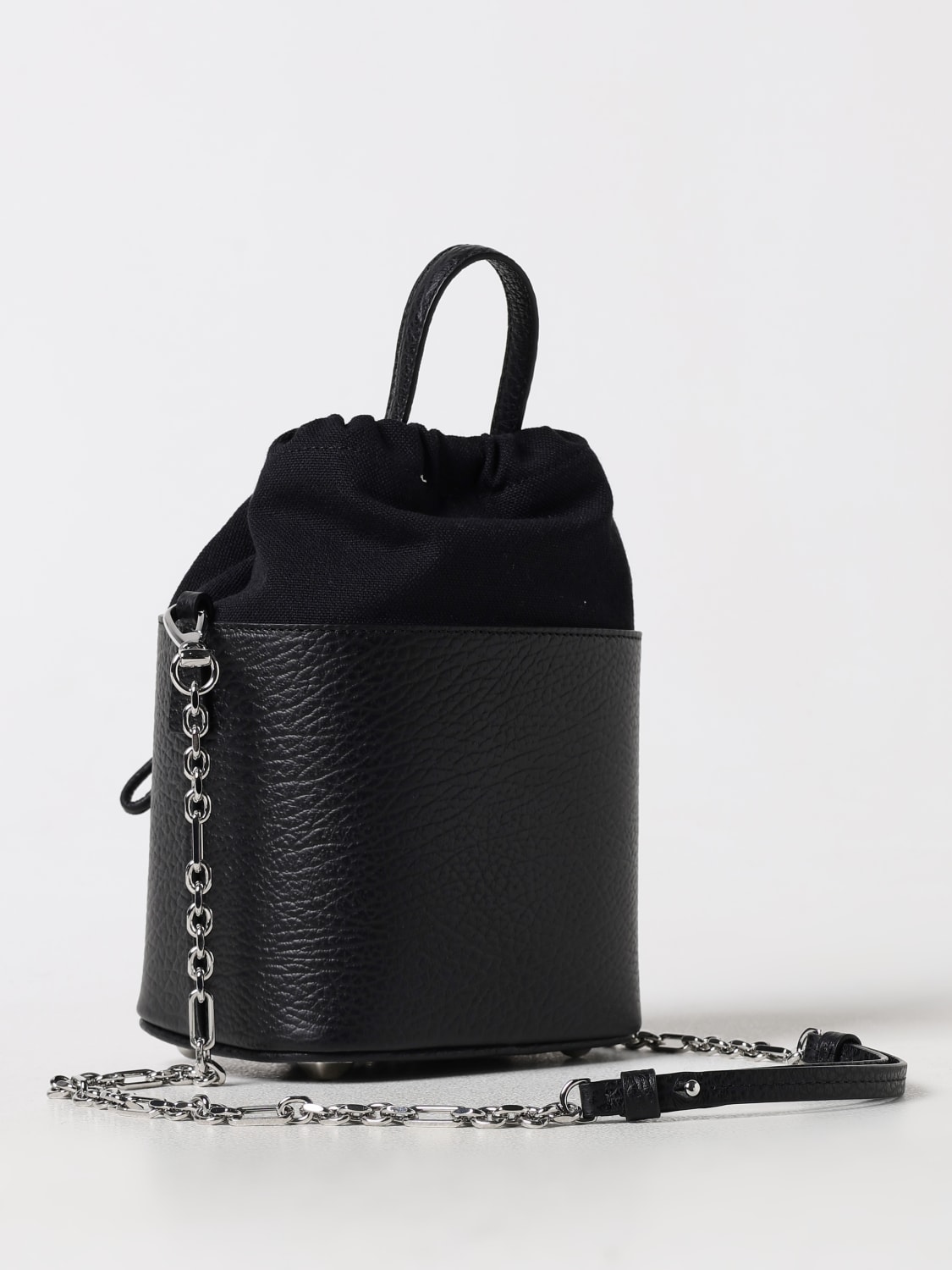 MAISON MARGIELA BORSA: Borsa Maison Margiela in pelle a grana e canvas , Nero - Img 3