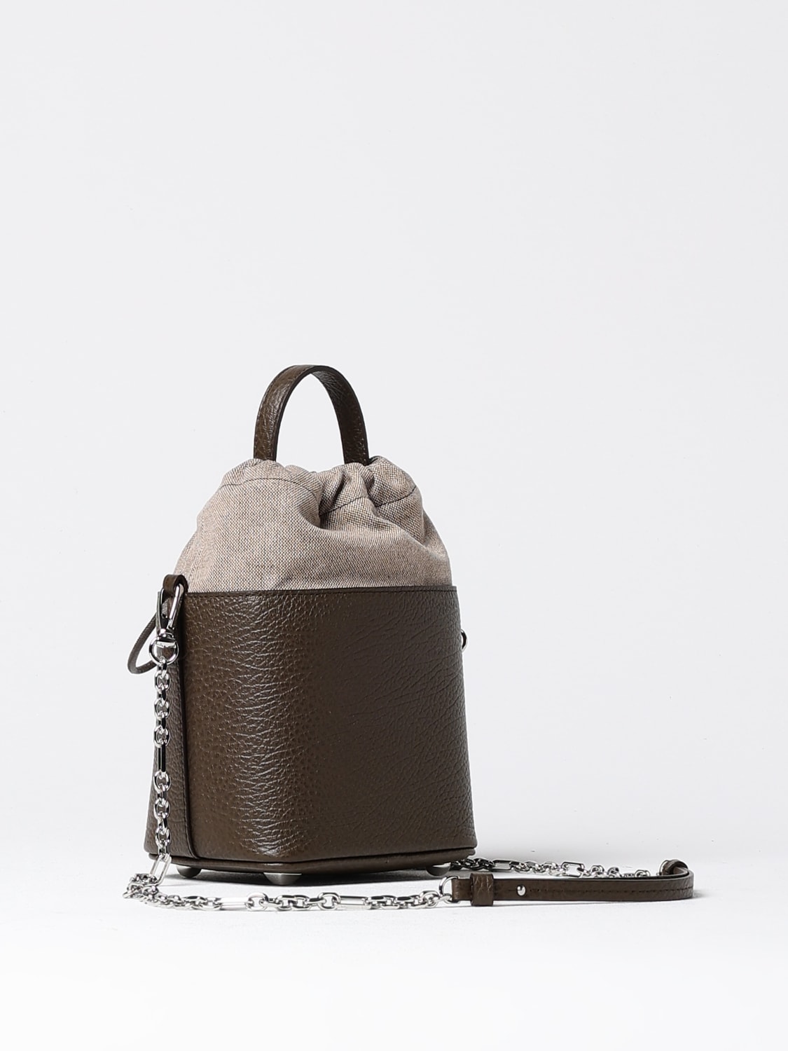 MAISON MARGIELA BORSA: Borsa Maison Margiela in pelle a grana e canvas , Marrone - Img 3