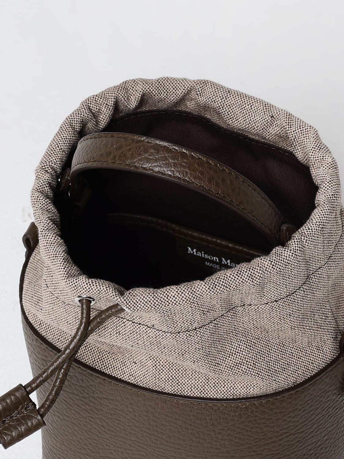 MAISON MARGIELA BORSA: Borsa Maison Margiela in pelle a grana e canvas , Marrone - Img 5