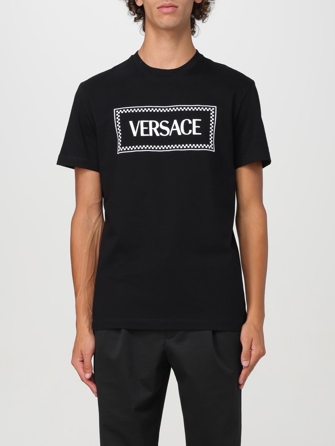 Giglio T-shirt Versace con logo a contrasto