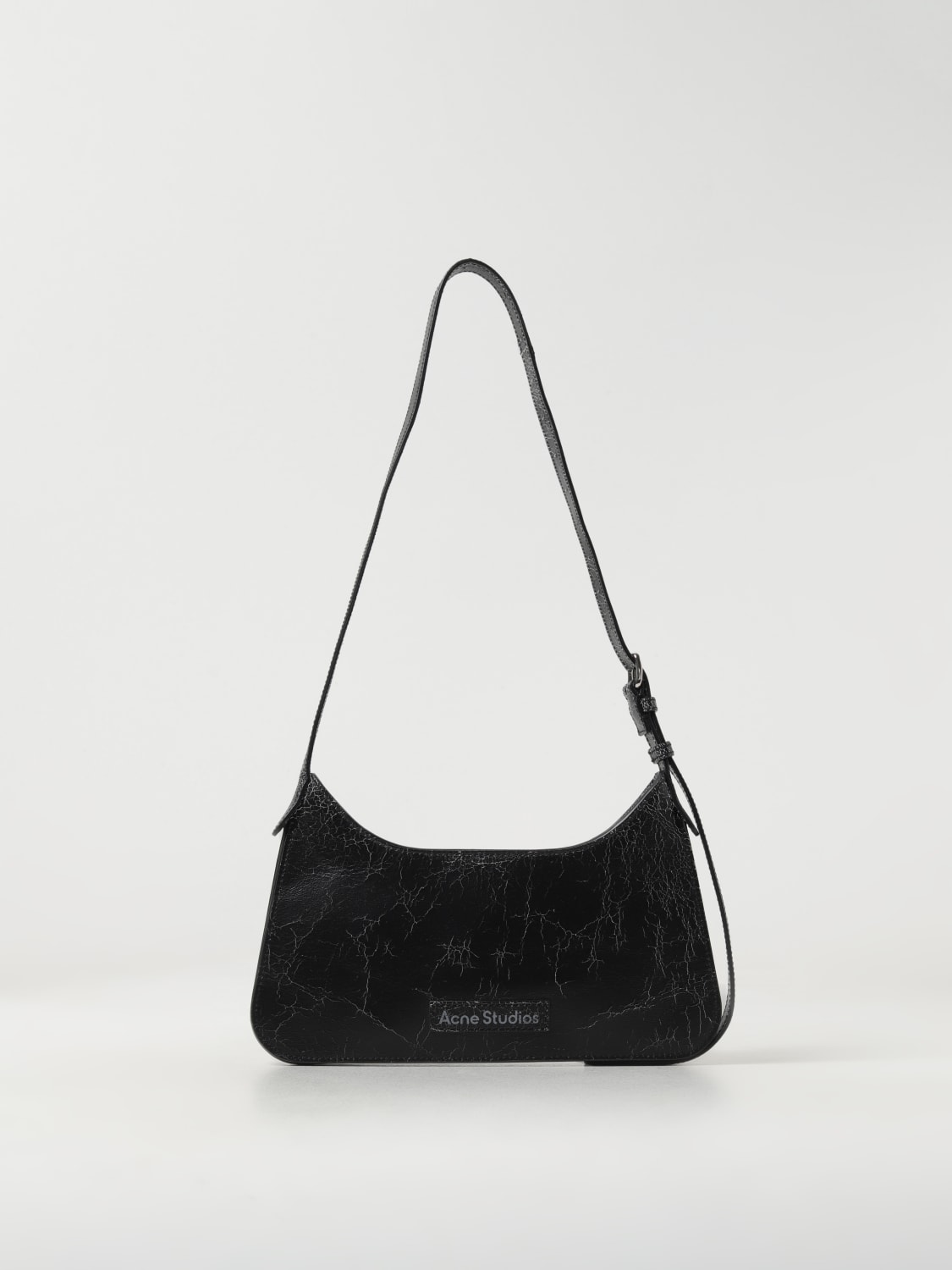 ACNE STUDIOS BORSA A SPALLA: Borsa Platt Acne Studios in pelle cracklè, Nero - Img 1