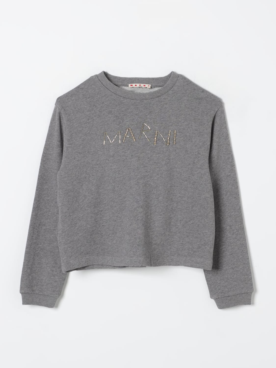 MARNI MAGLIA: Maglia basic Marni con logo di perline, Grigio - Img 1