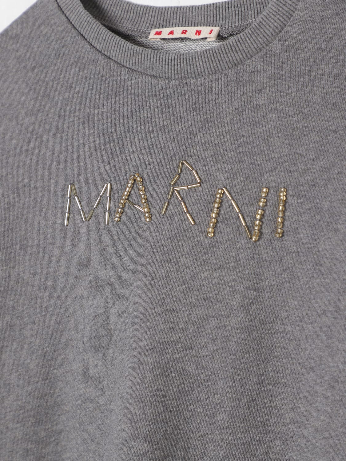 MARNI MAGLIA: Maglia basic Marni con logo di perline, Grigio - Img 3