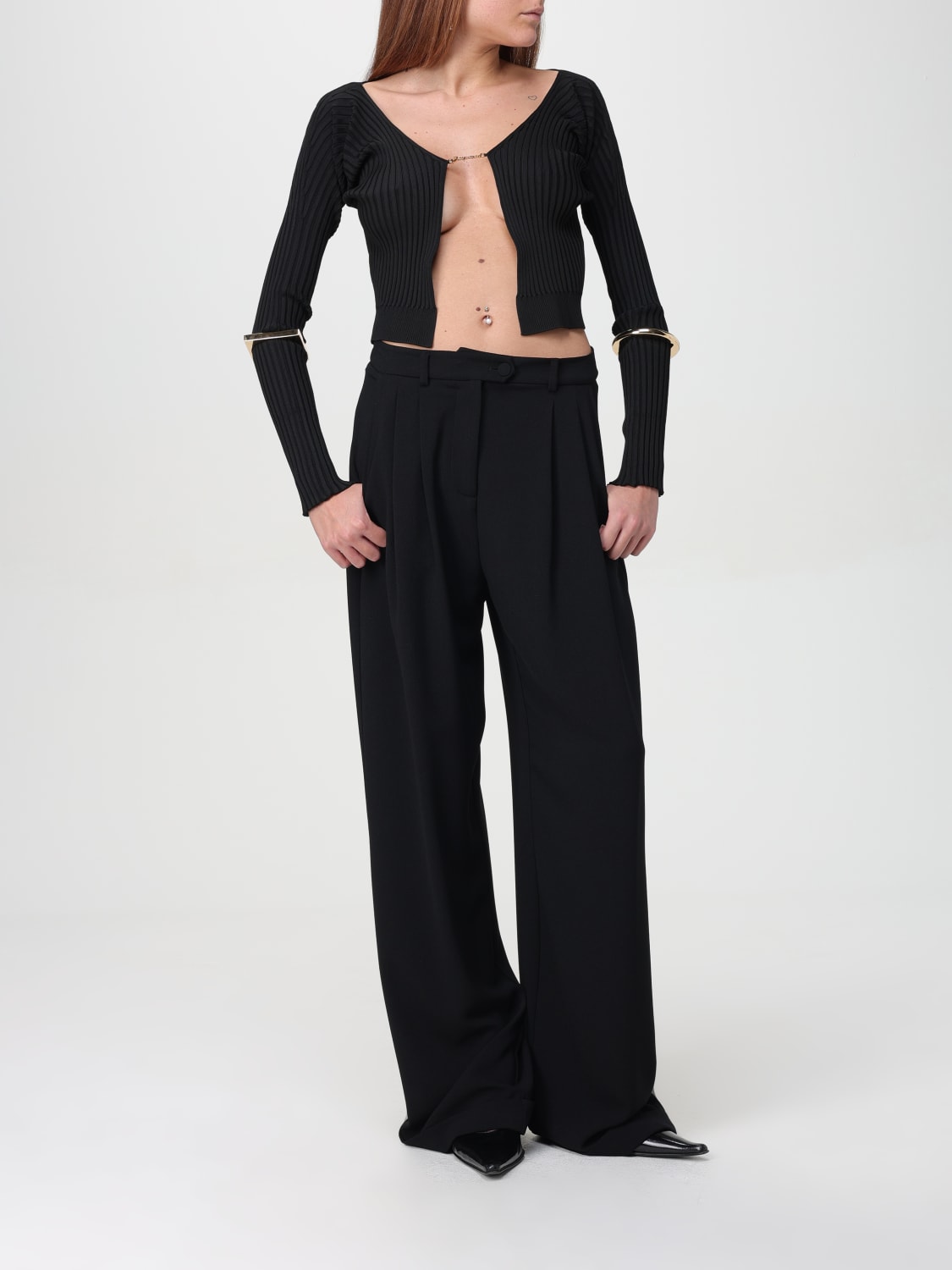 JACQUEMUS CARDIGAN: Jacquemus Pralù ribbed viscose blend cardigan
, Black - Img 2