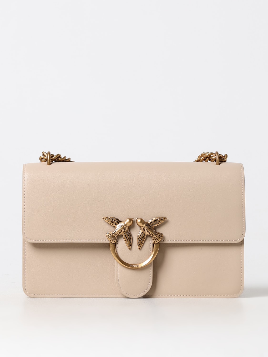 PINKO BORSA A SPALLA: Borsa Love Bag One Pinko in pelle , Beige - Img 1