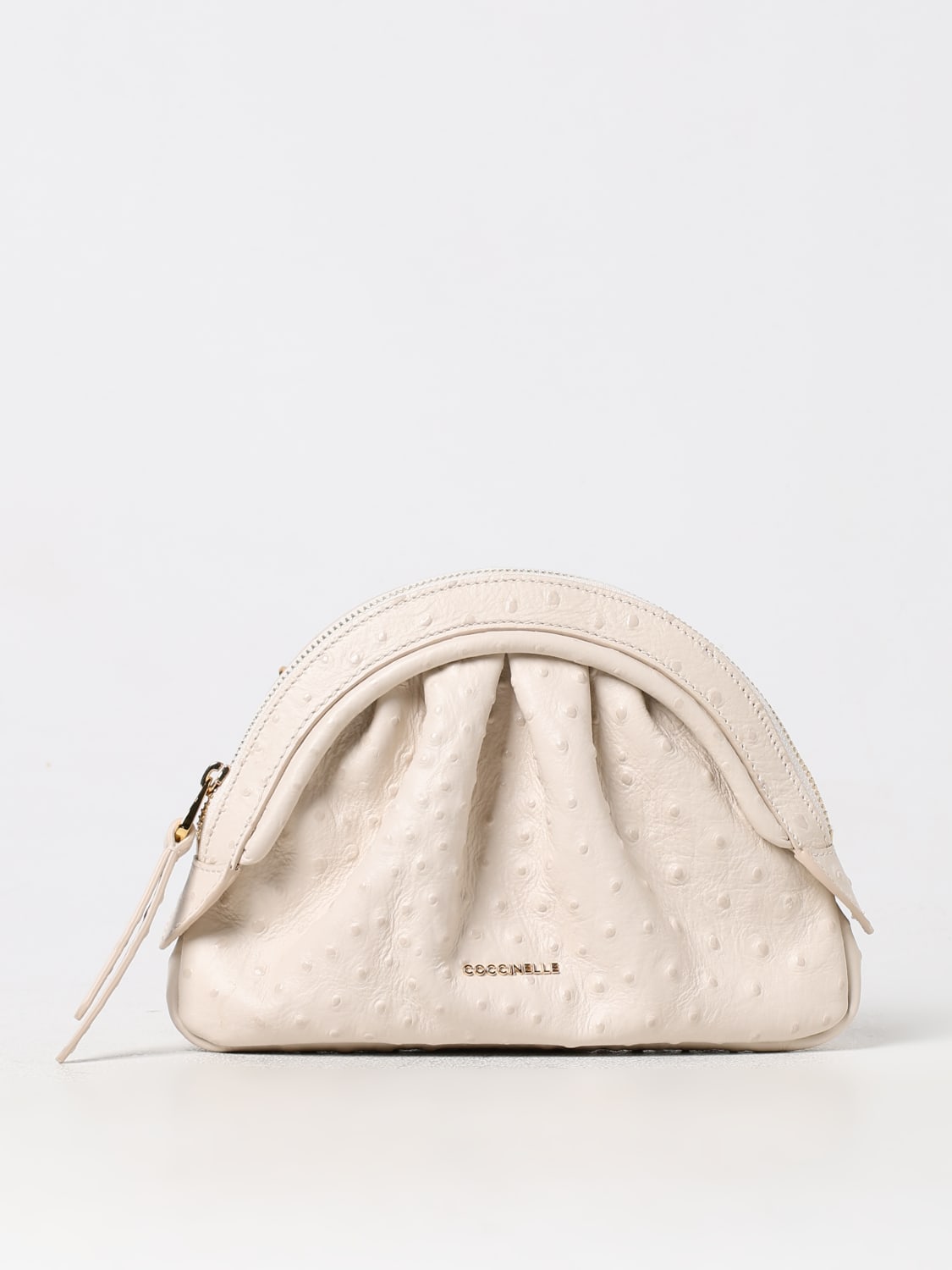 Giglio Clutch Cheek Ostrich Coccinelle in pelle stampa struzzo