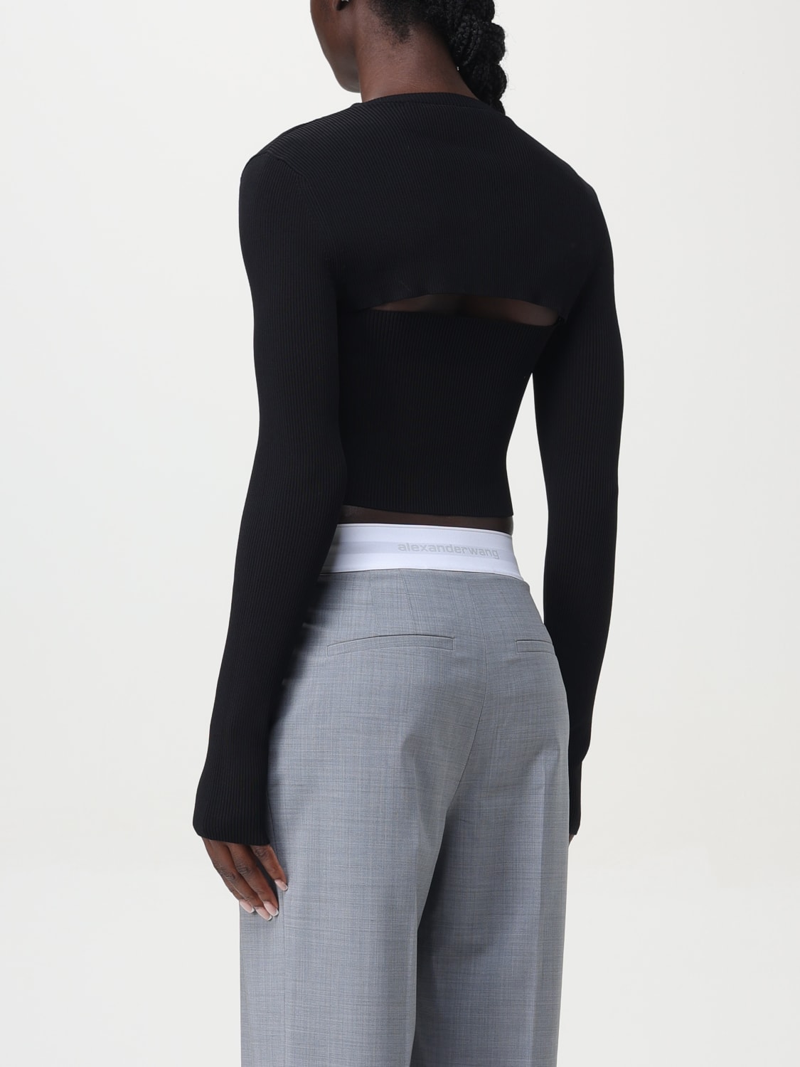 ALEXANDER WANG MAGLIA: Maglia crop cut-out Alexander Wang, Nero - Img 3