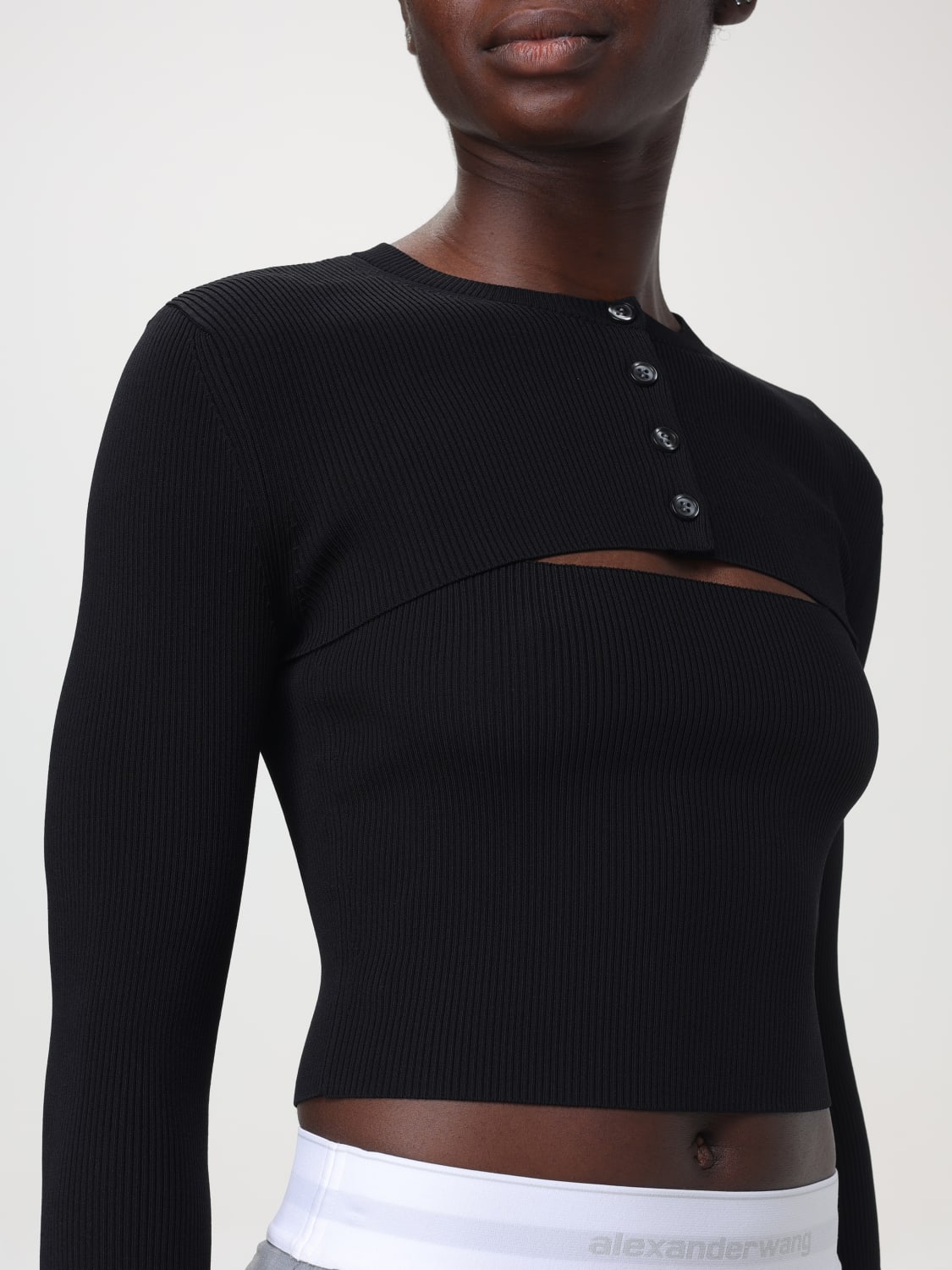 ALEXANDER WANG MAGLIA: Maglia crop cut-out Alexander Wang, Nero - Img 5