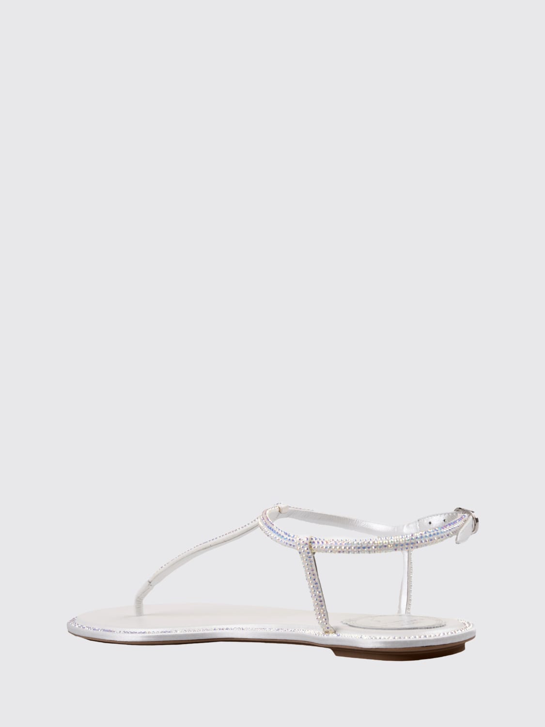 RENE CAOVILLA HEELED SANDAL: Rene Caovilla satin sandals with all-over rhinestones, White - Img 3