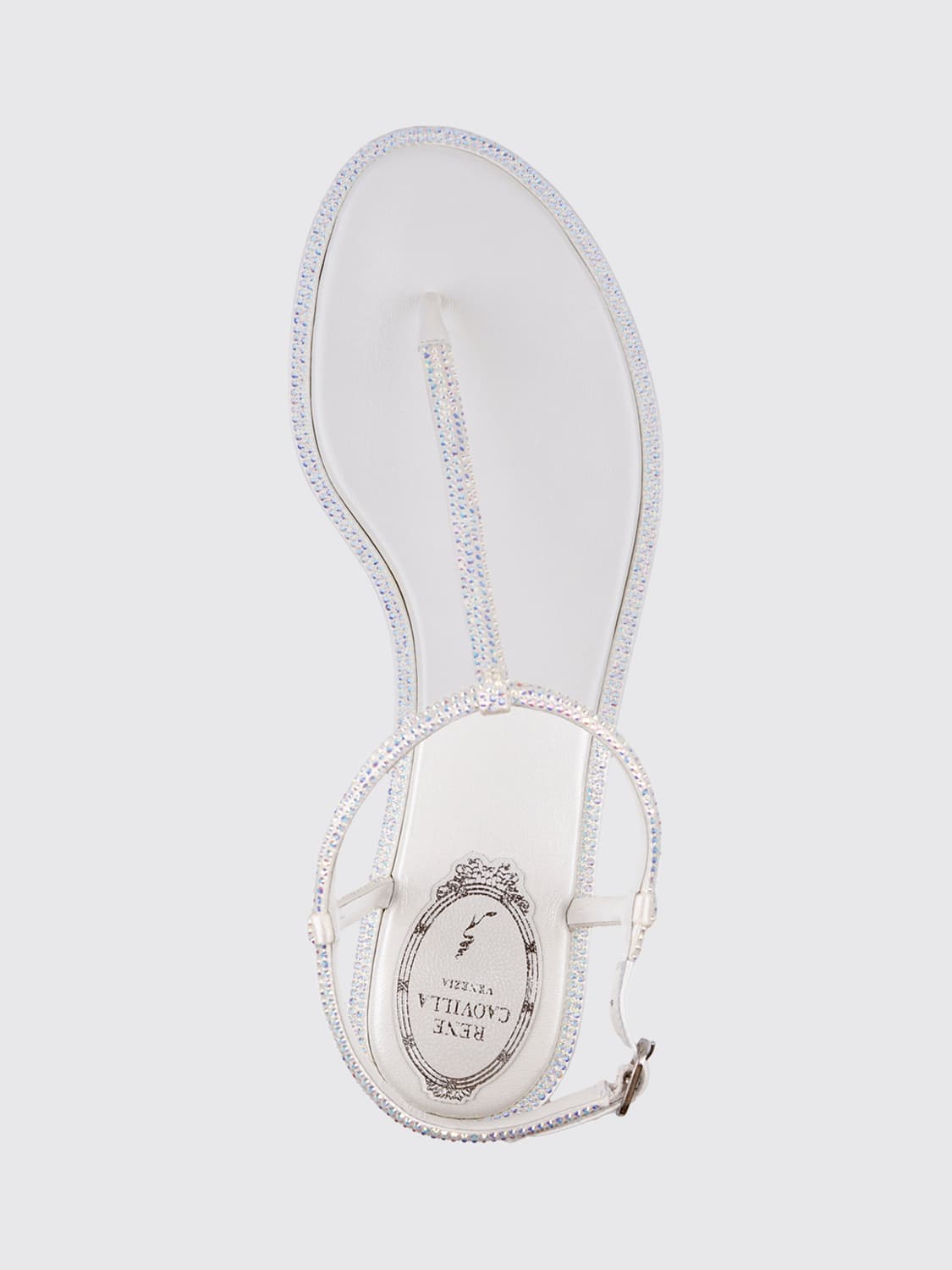 RENE CAOVILLA HEELED SANDAL: Rene Caovilla satin sandals with all-over rhinestones, White - Img 5
