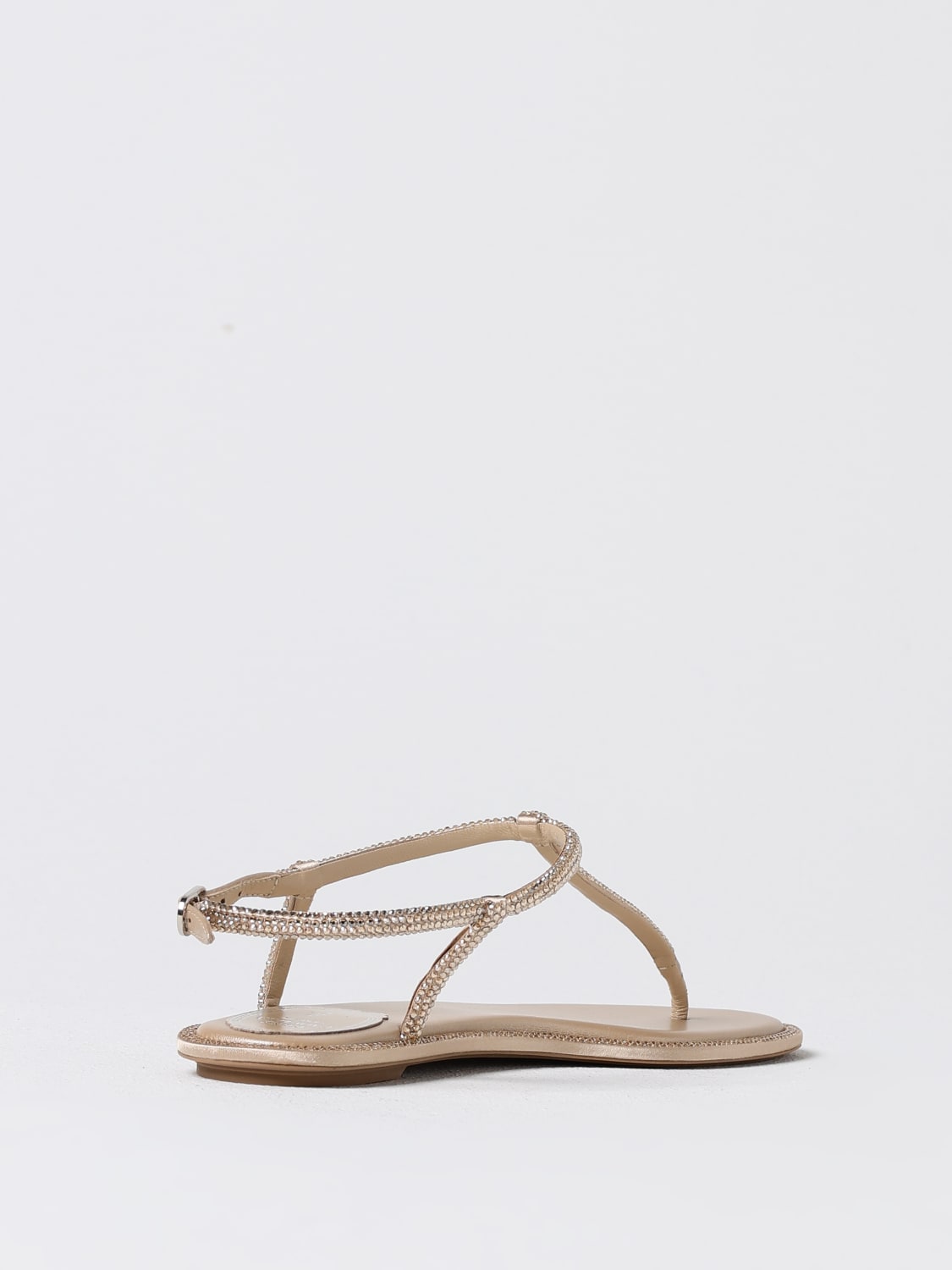 RENE CAOVILLA FLAT SANDALS: Rene Caovilla satin sandals with all-over rhinestones, Gold - Img 3