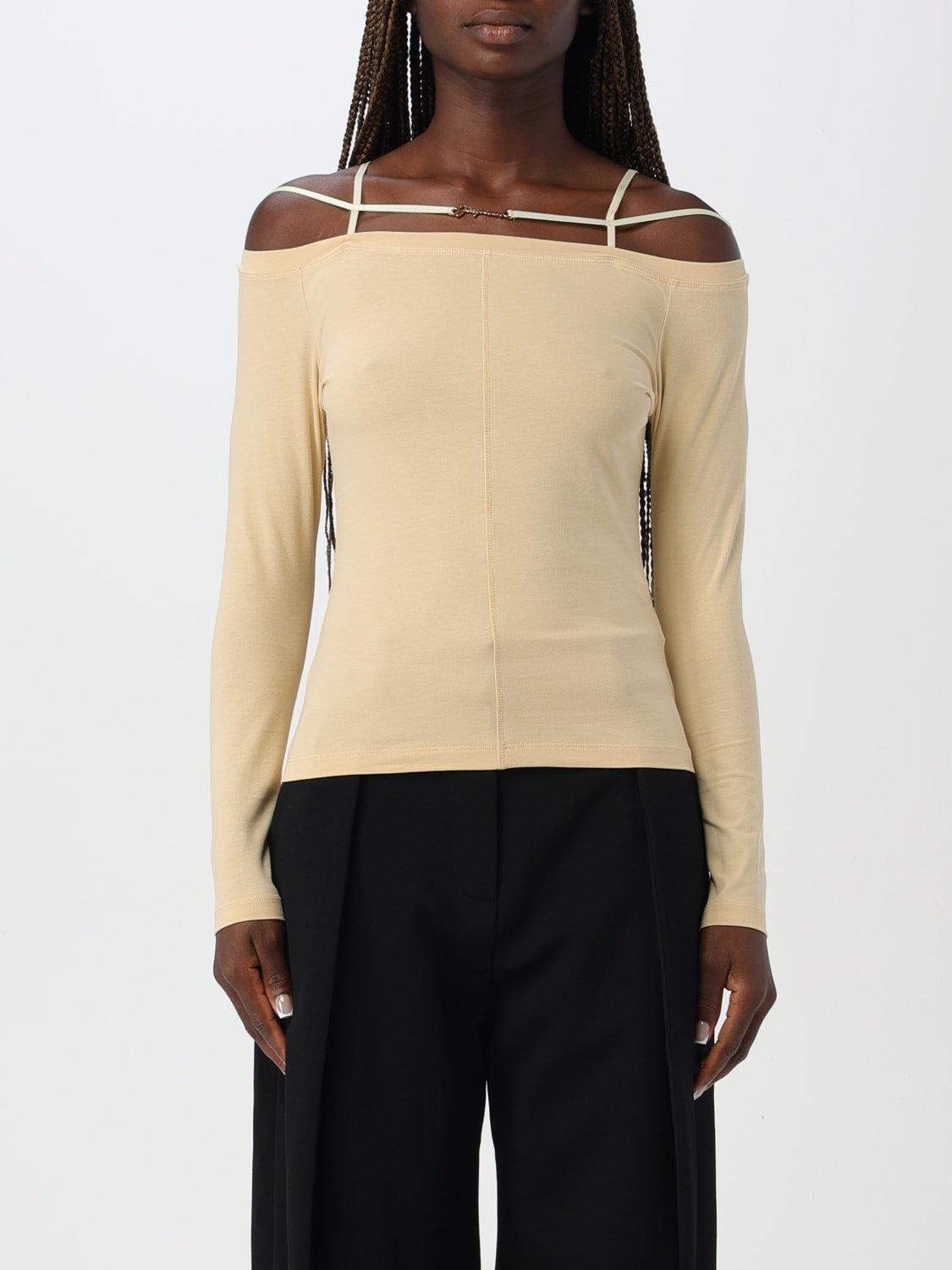 Giglio Top in cotone stretch con logo metallico Jacquemus