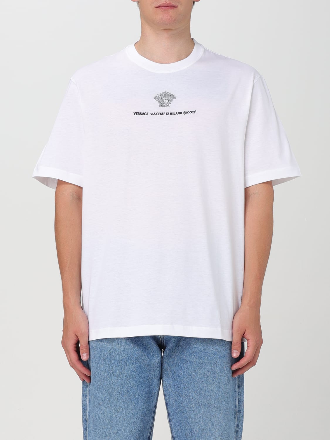 VERSACE T-SHIRT: T-shirt homme Versace, Blanc - Img 1