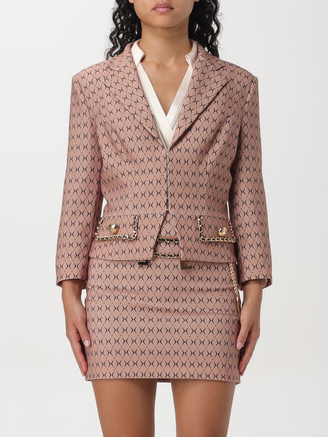 ELISABETTA FRANCHI BLAZER: Blazer woman Elisabetta Franchi, Beige - Img 1