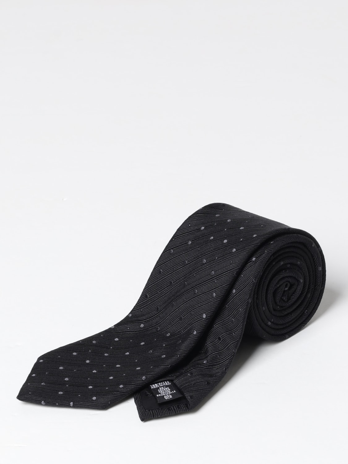 Giglio Cravatta Emporio Armani in seta e cotone con pois jacquard