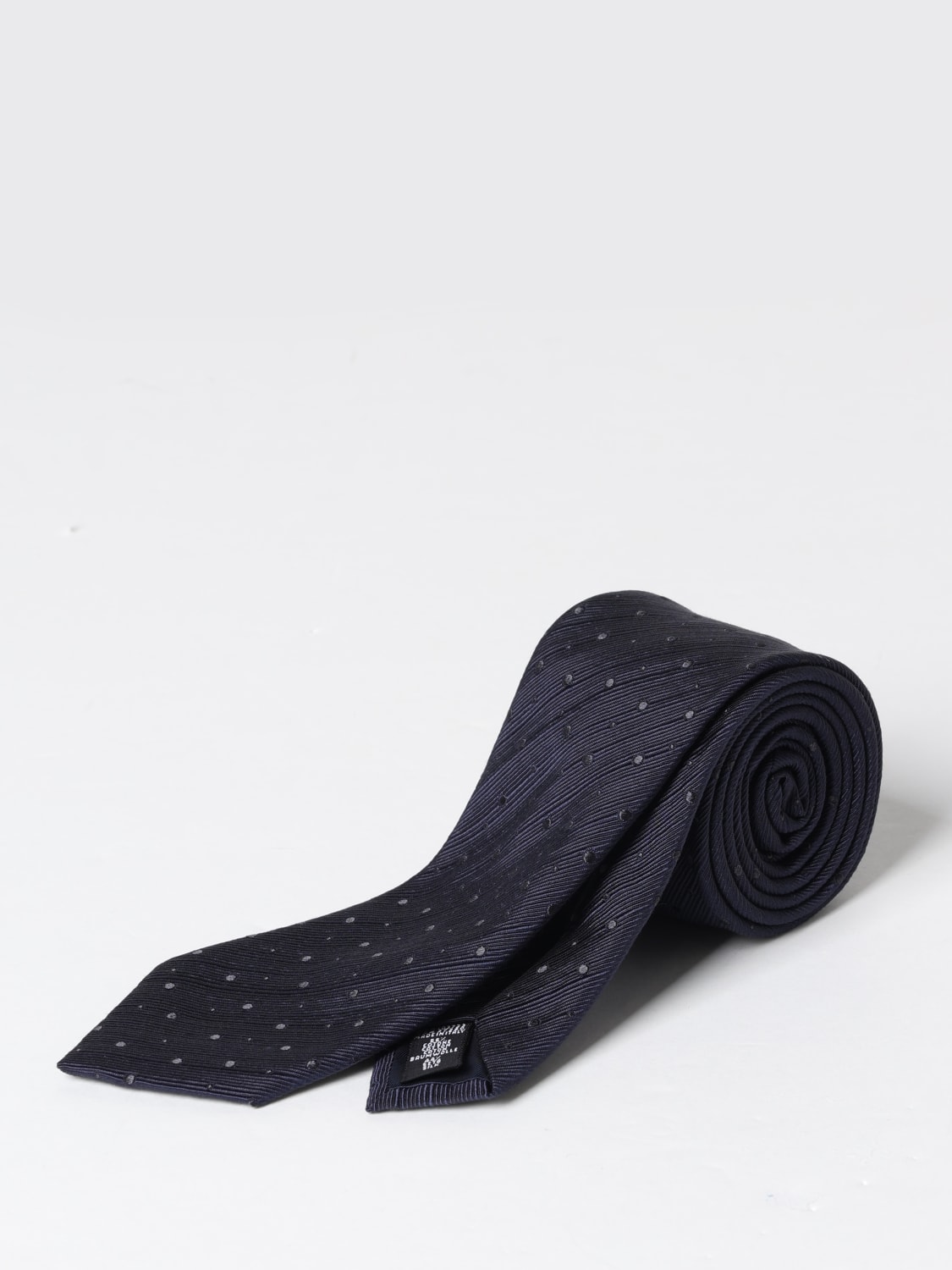 Giglio Cravatta Emporio Armani in seta e cotone con pois jacquard