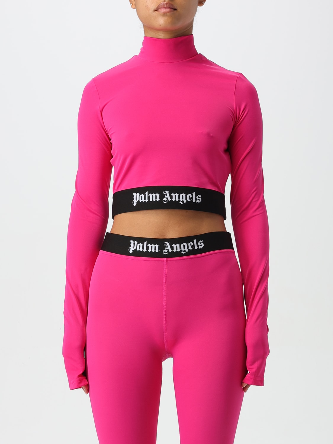 PALM ANGELS TOP E BLUSE: Top crop sportivo Palm Angels, Rosa - Img 1