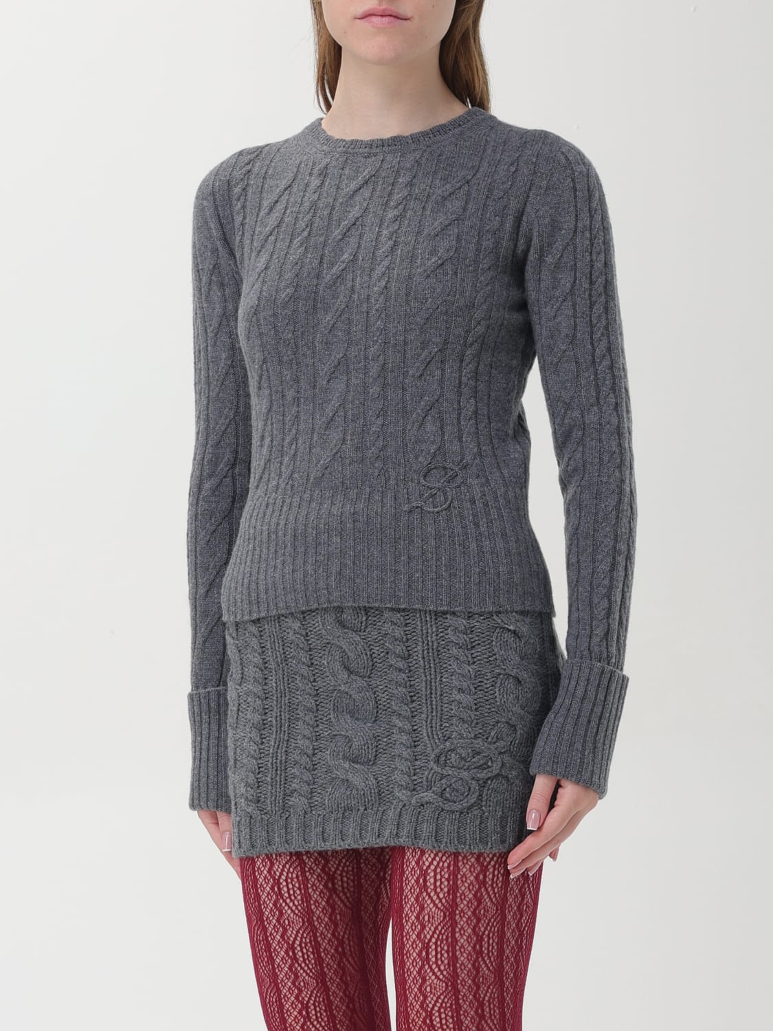 BLUMARINE MAGLIA: Maglia in cashmere a trecce Blumarine, Grigio - Img 4