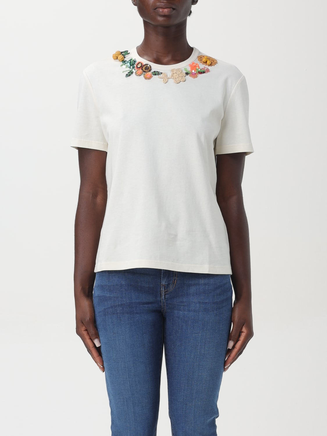Giglio T-shirt Tory Burch in cotone con ricami