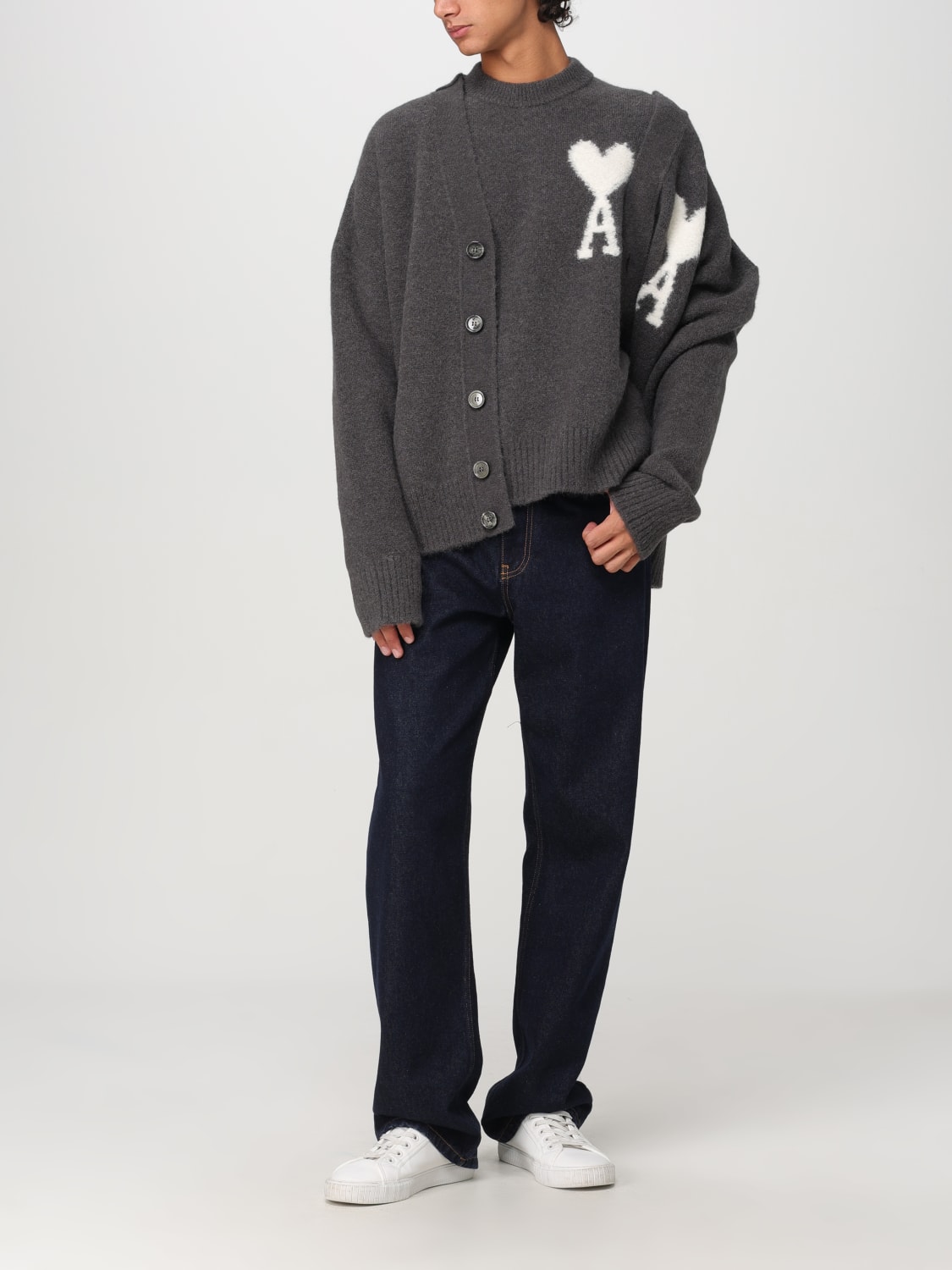 AMI PARIS: Cardigan men - Grey | Ami Paris sweater UKS025KN0032