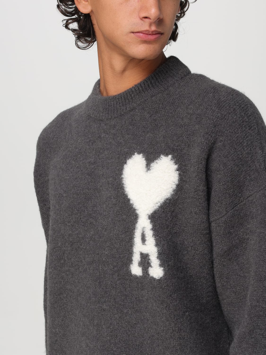 AMI PARIS: Cardigan men - Grey | Ami Paris sweater UKS025KN0032