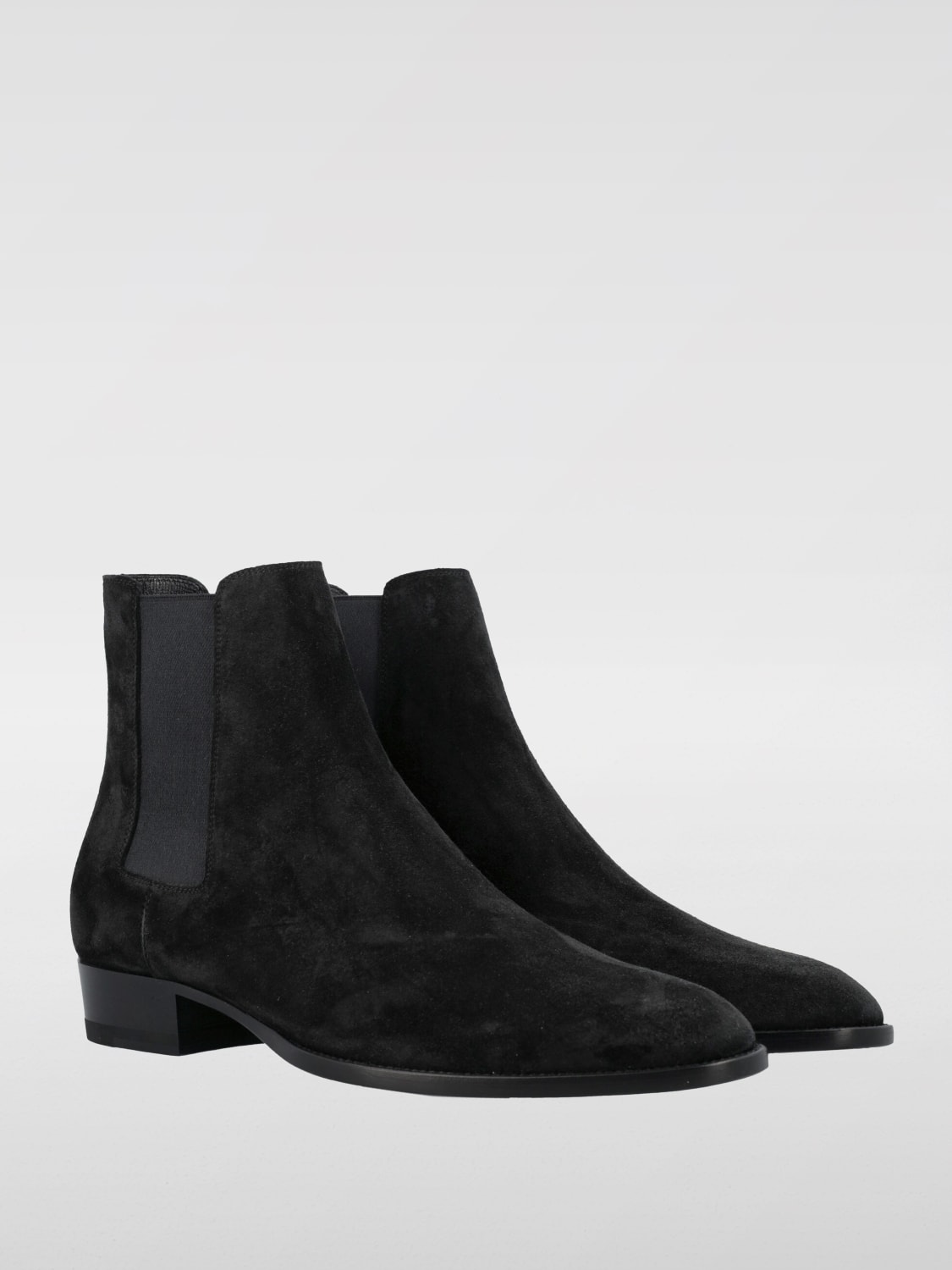 SAINT LAURENT STIVALETTI: Stivaletto Wyatt Saint Laurent in camoscio , Nero - Img 2