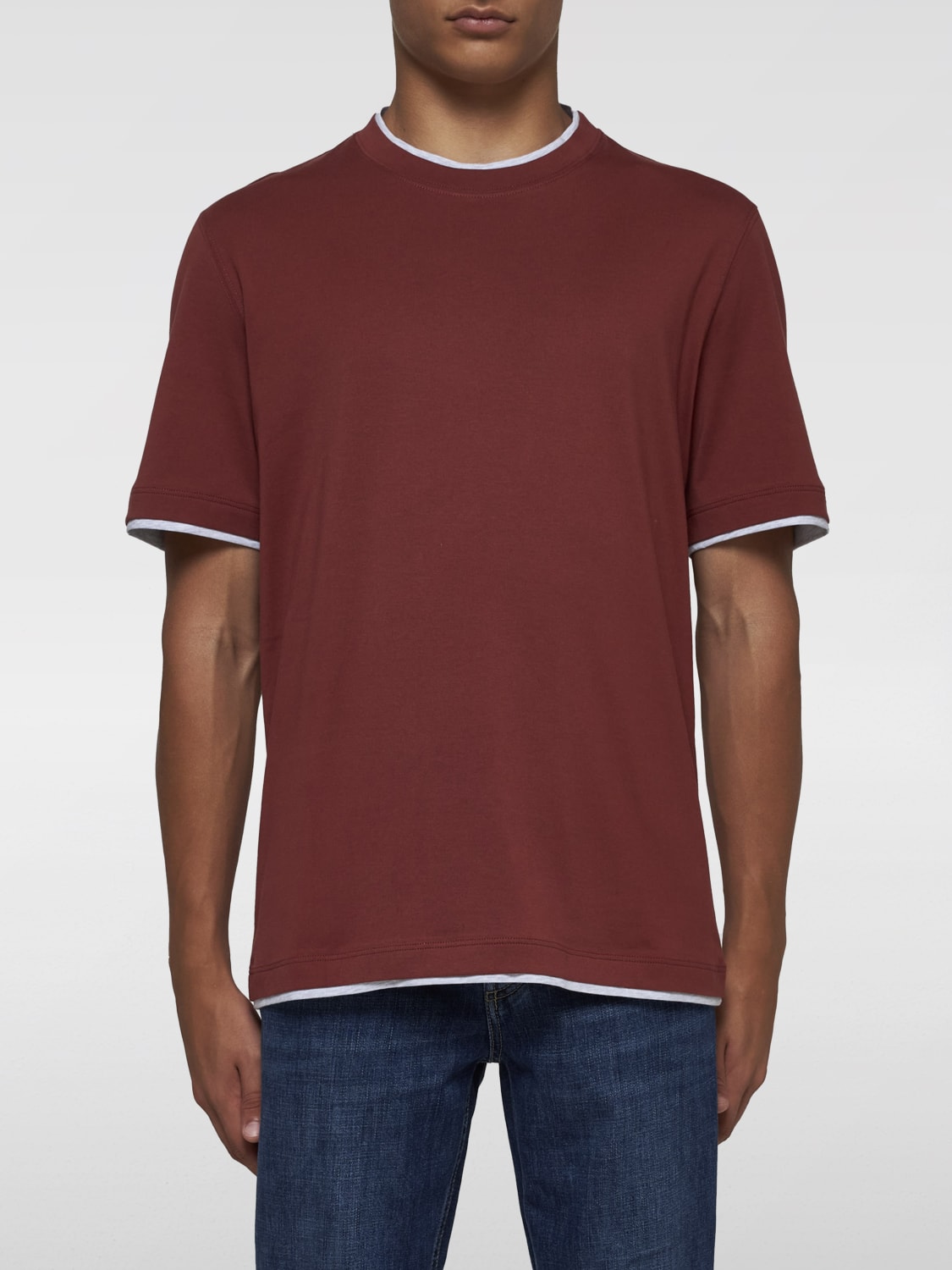 BRUNELLO CUCINELLI T-SHIRT: T-shirt herren Brunello Cucinelli, Braun - Img 1