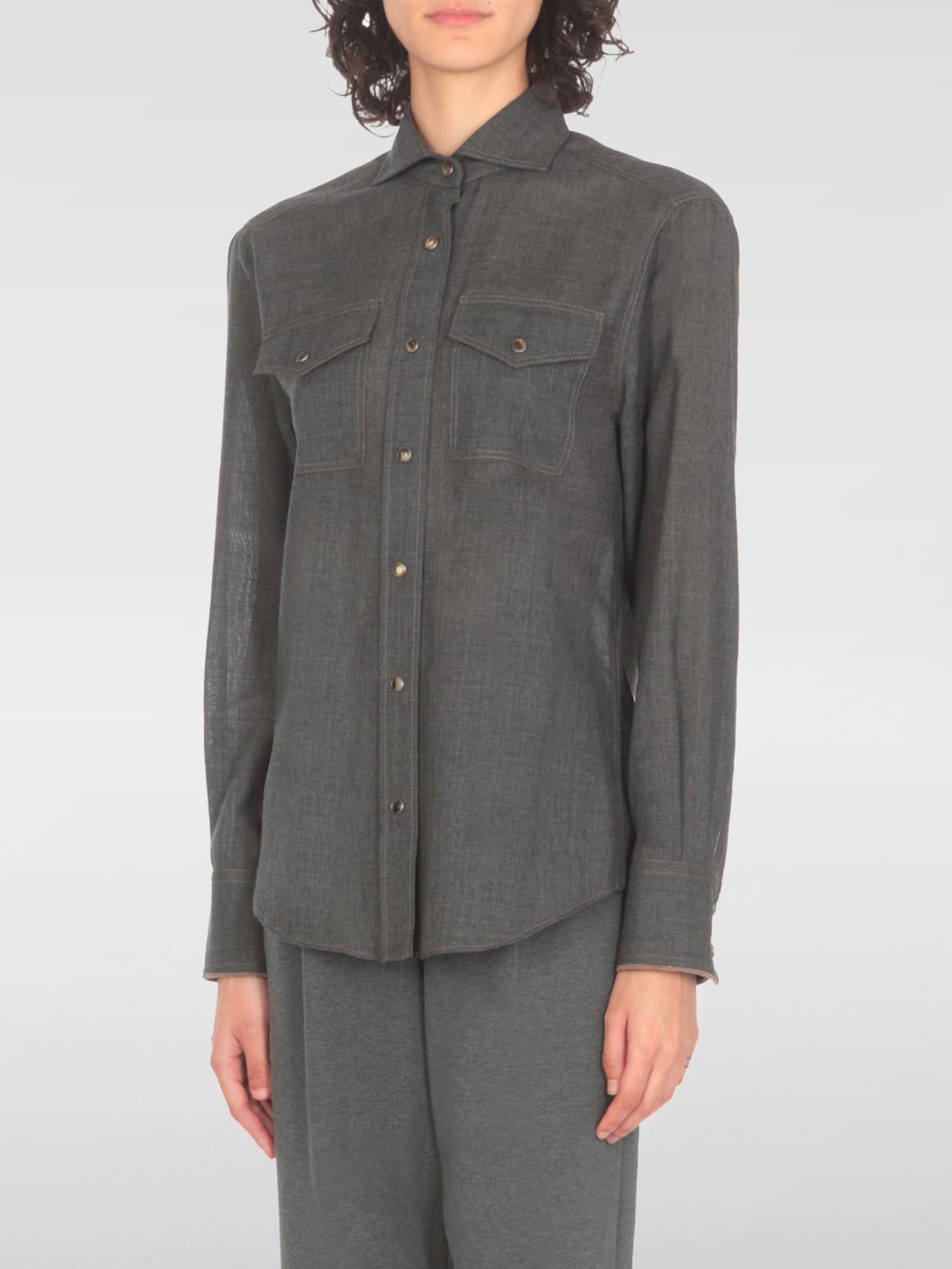 BRUNELLO CUCINELLI SHIRT: Shirt woman Brunello Cucinelli, Grey - Img 1