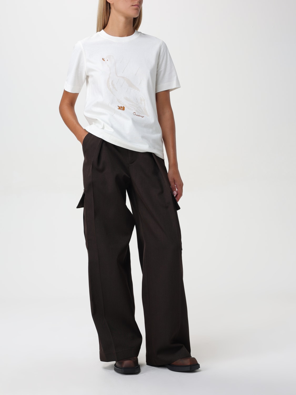 BURBERRY PANTS: Pants woman Burberry, Brown - Img 2