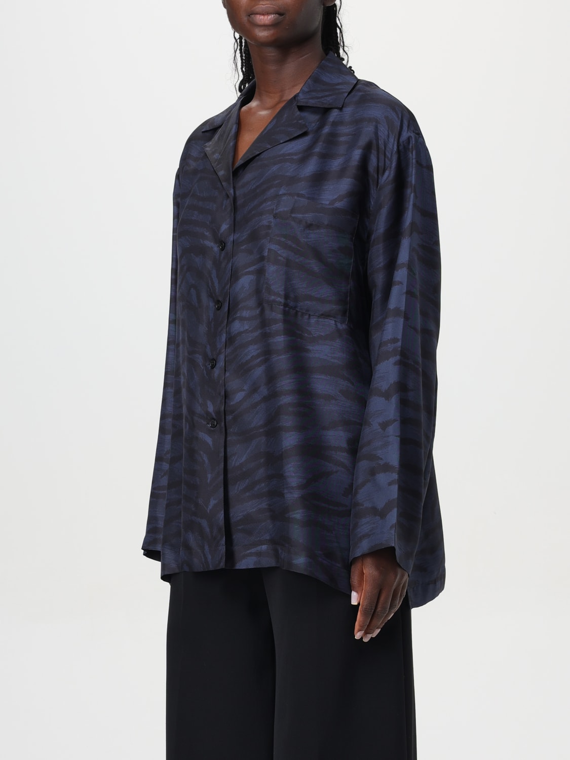 STELLA MCCARTNEY CAMICIA: Camicia Stella McCartney in seta stampa animalier , Nero - Img 4