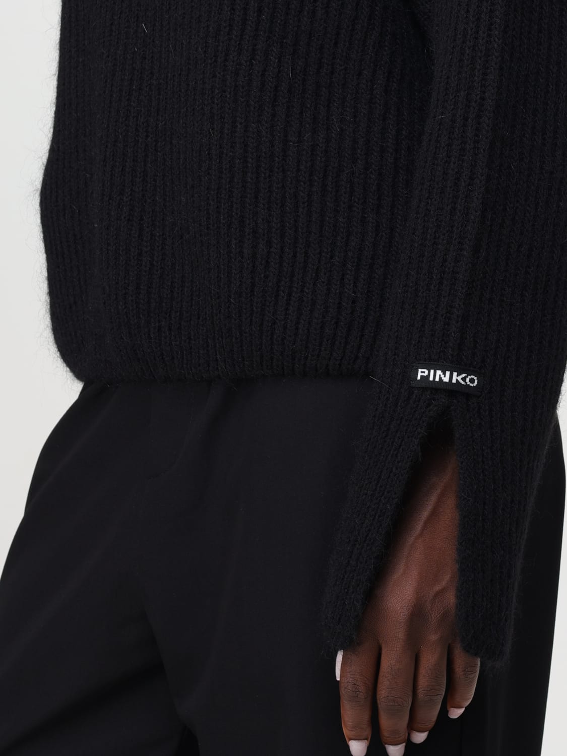 PINKO MAGLIA: Maglione Pinko in misto mohair a coste , Nero - Img 3