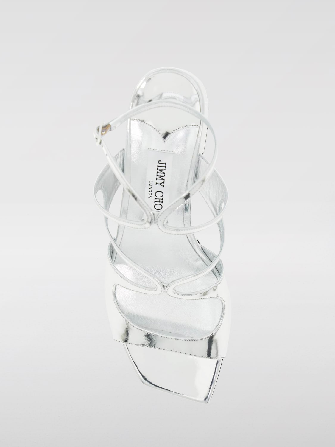 JIMMY CHOO SANDALI CON TACCO: Sandalo Azia Jimmy Choo in vernice laminata, Argento - Img 4