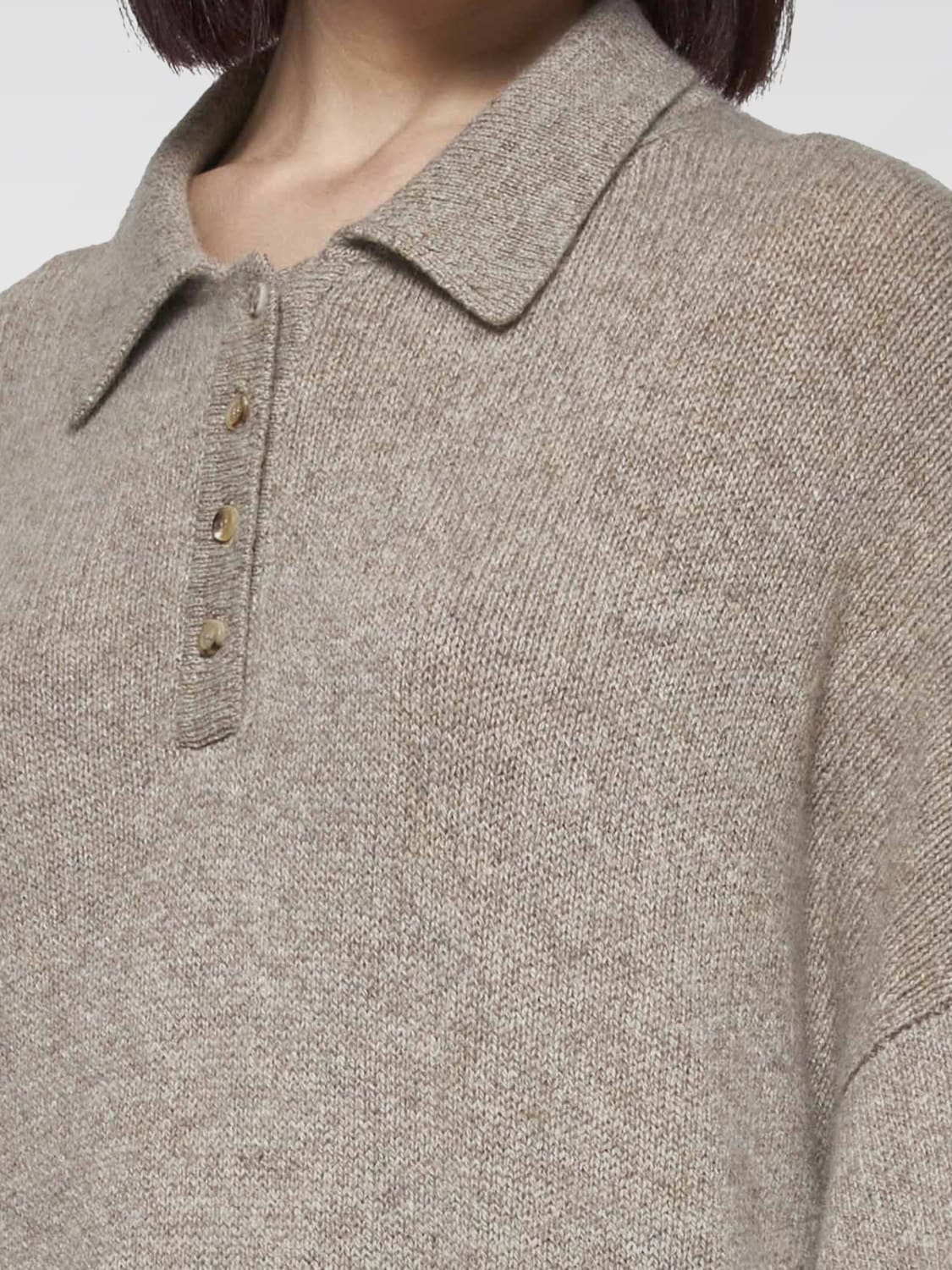 KHAITE POLO: Polo in maglia Khaite, Beige - Img 3