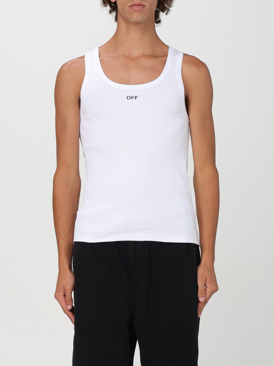 OFF-WHITE T-SHIRT: Canotta di cotone Off-White con mini logo, Bianco - Img 1