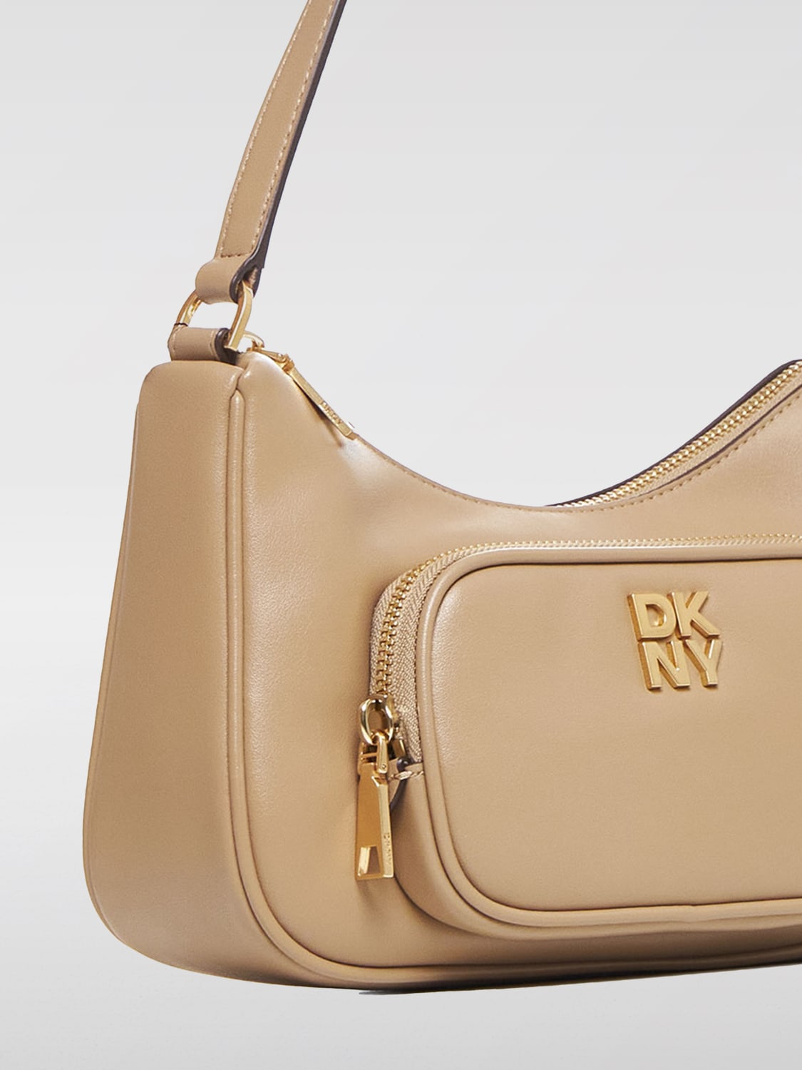 DKNY BORSA A SPALLA: Borsa Philo Dkny in pelle , Caffe - Img 3