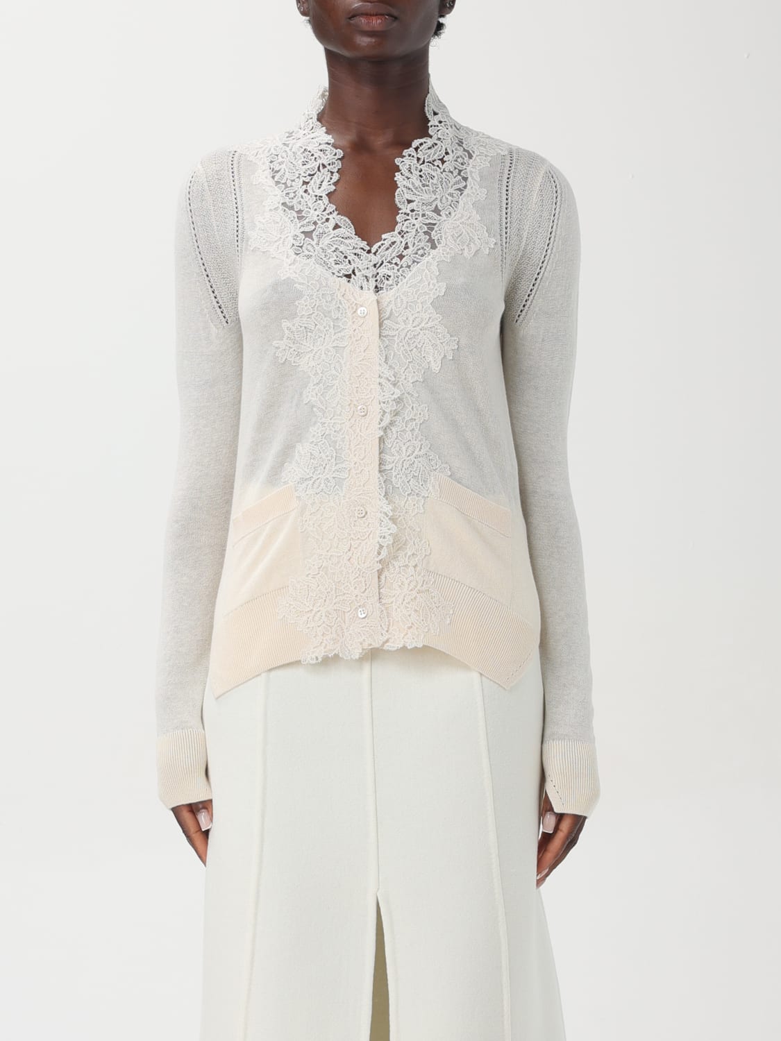 Giglio Cardigan Ermanno Scervino in cotone e pizzo