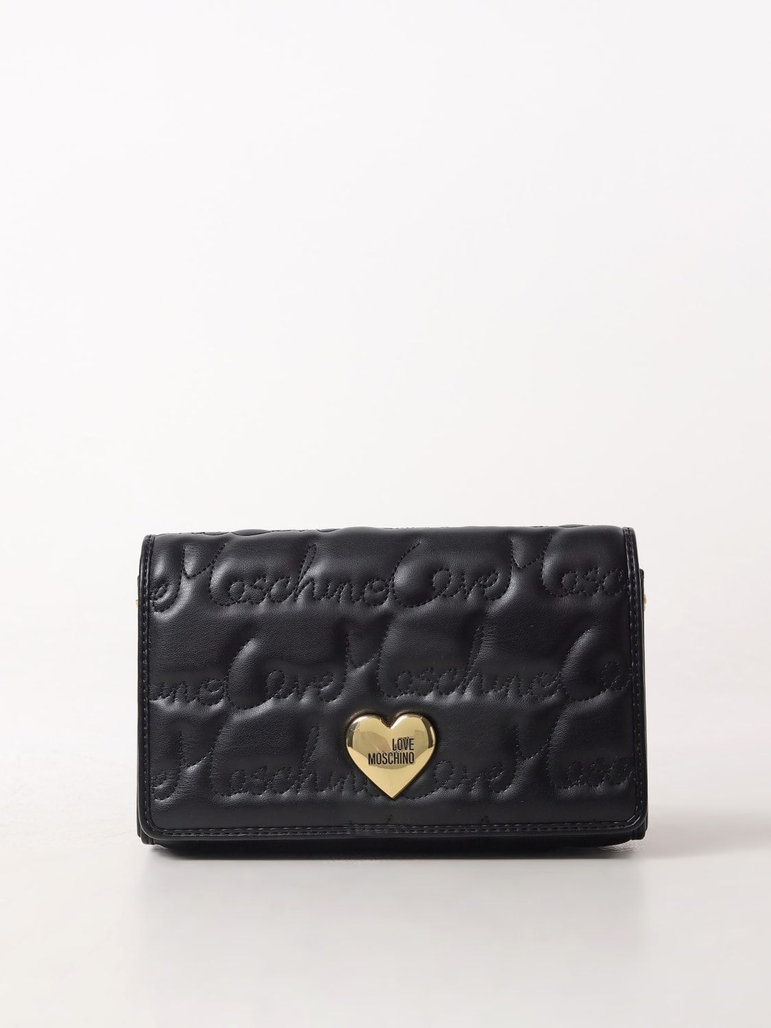 Giglio Borsa Love Moschino in pelle sintetica con logo ricamato all over